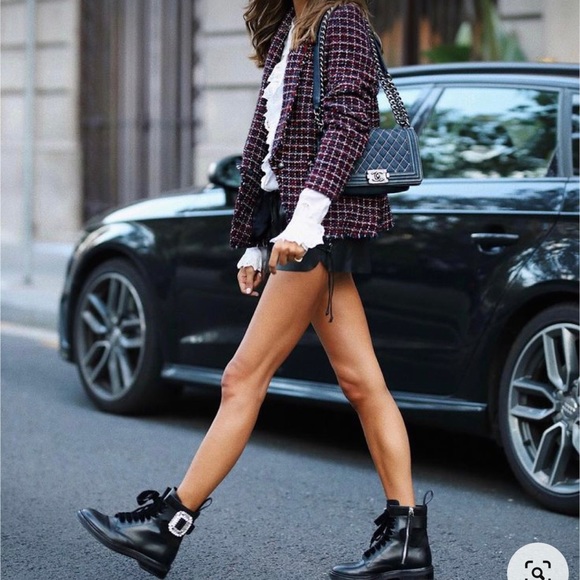 Genuine Trina Turk Cropped Tweed Jacket Collarless Fully Lined Sz.4 - Picture 8 of 11